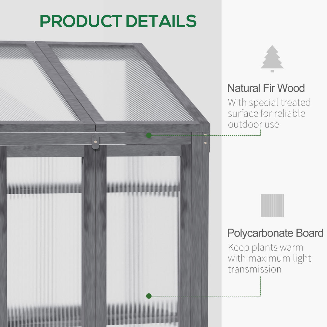 3-Tier Wooden Cold Frame Greenhouse Garden Grow House w/ Polycarbonate Glazing