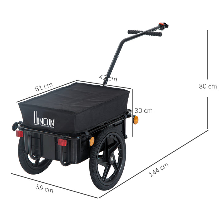 Bicycle Trailer Cargo Jogger Luggage Storage Stroller with Towing Bar - Black