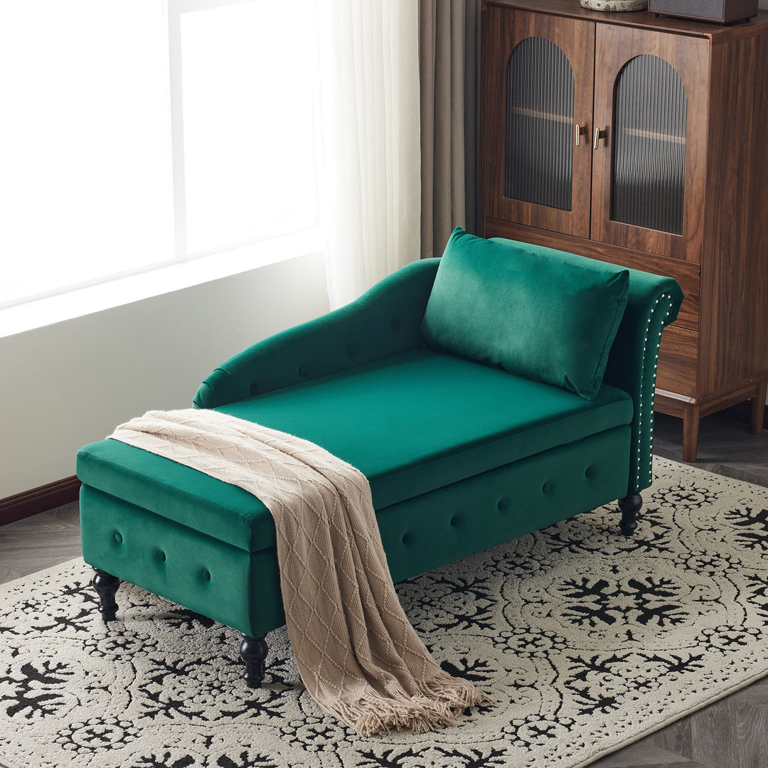 Velvet Upholstered Lounger Sofa with Storage