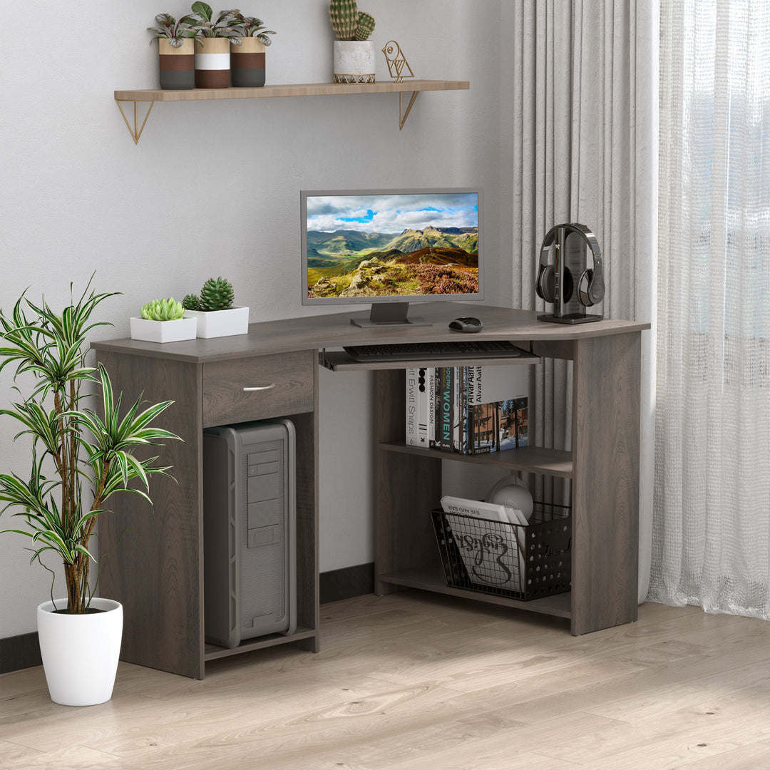 HOMCOM Corner Desk with Shelves