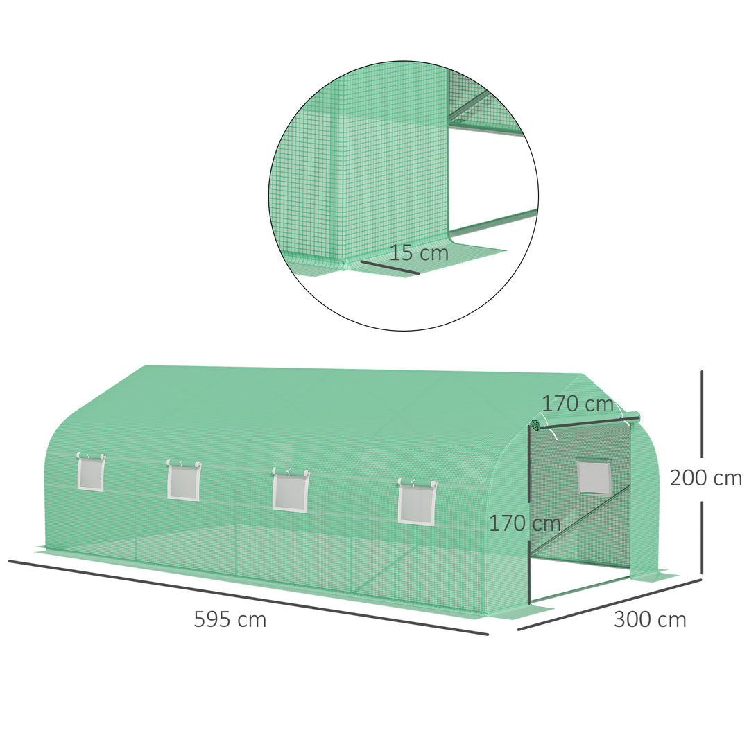 6 x 3 m Large Walk-In Greenhouse Garden Polytunnel Greenhouse w/ Metal Frame