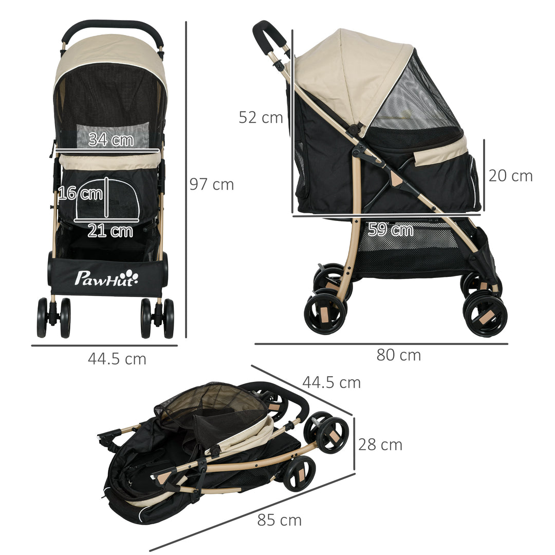 Oxford Pet Stroller for Small Dogs with Rain Cover