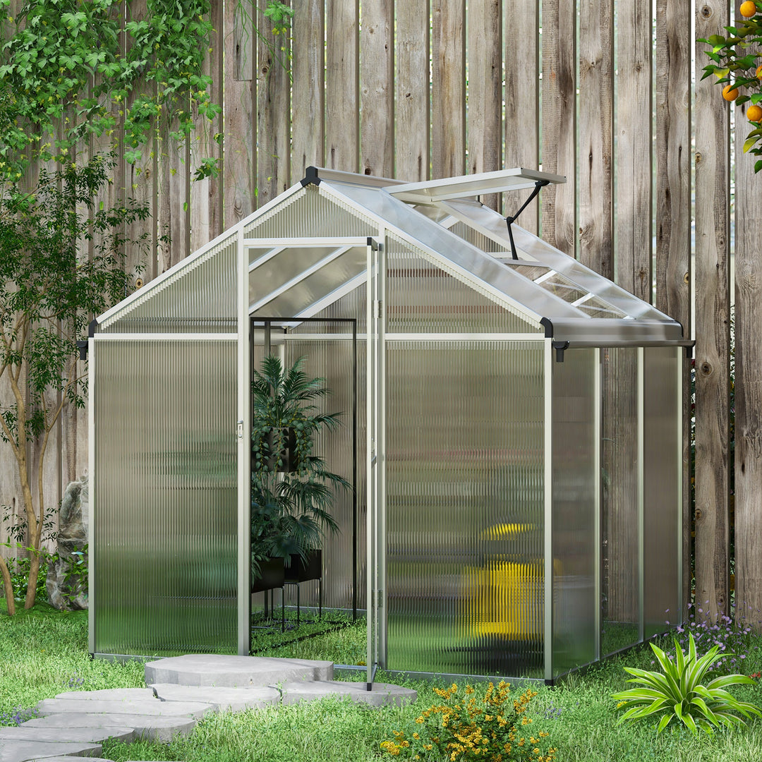 6 x 6ft Polycarbonate Greenhouse with Rain Gutters