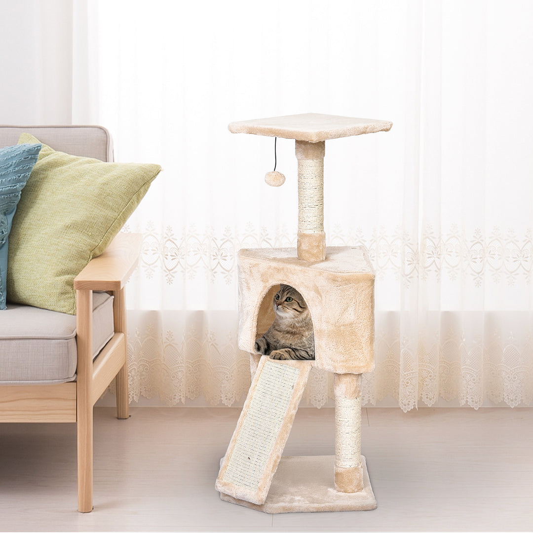 Interactive 3-Tier Cat Scratching Post: Sisal Rope and Dangle Toy for Play