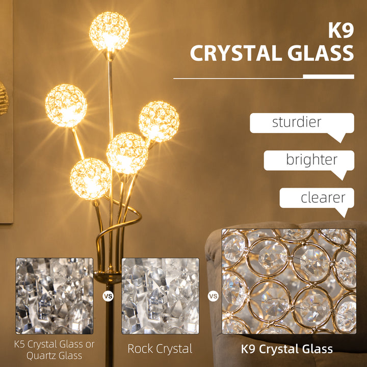 Crystal Floor Lamps for Living Room Bedroom with 5 Light