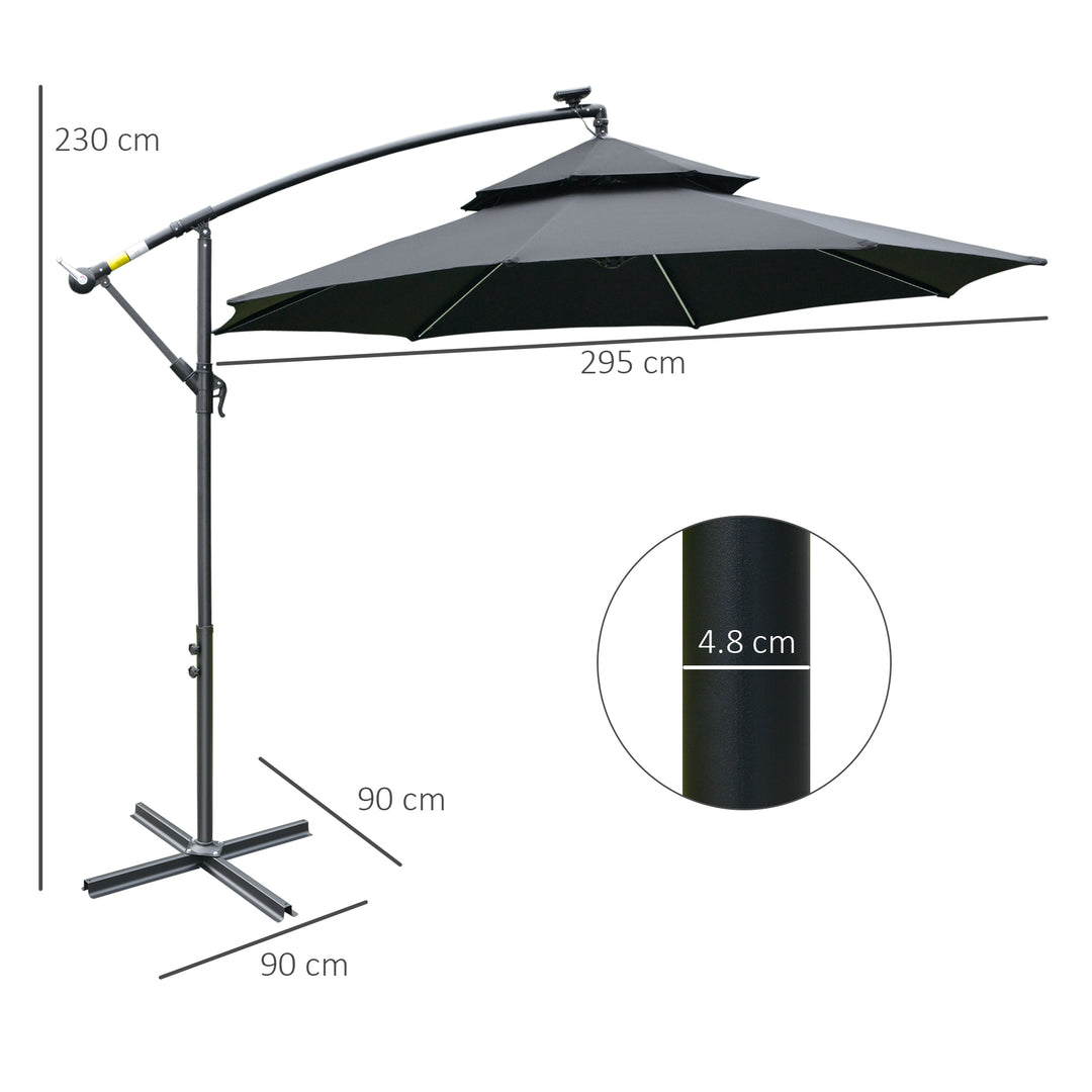 3(m) Cantilever Banana Parasol Hanging Umbrella with Double Roof