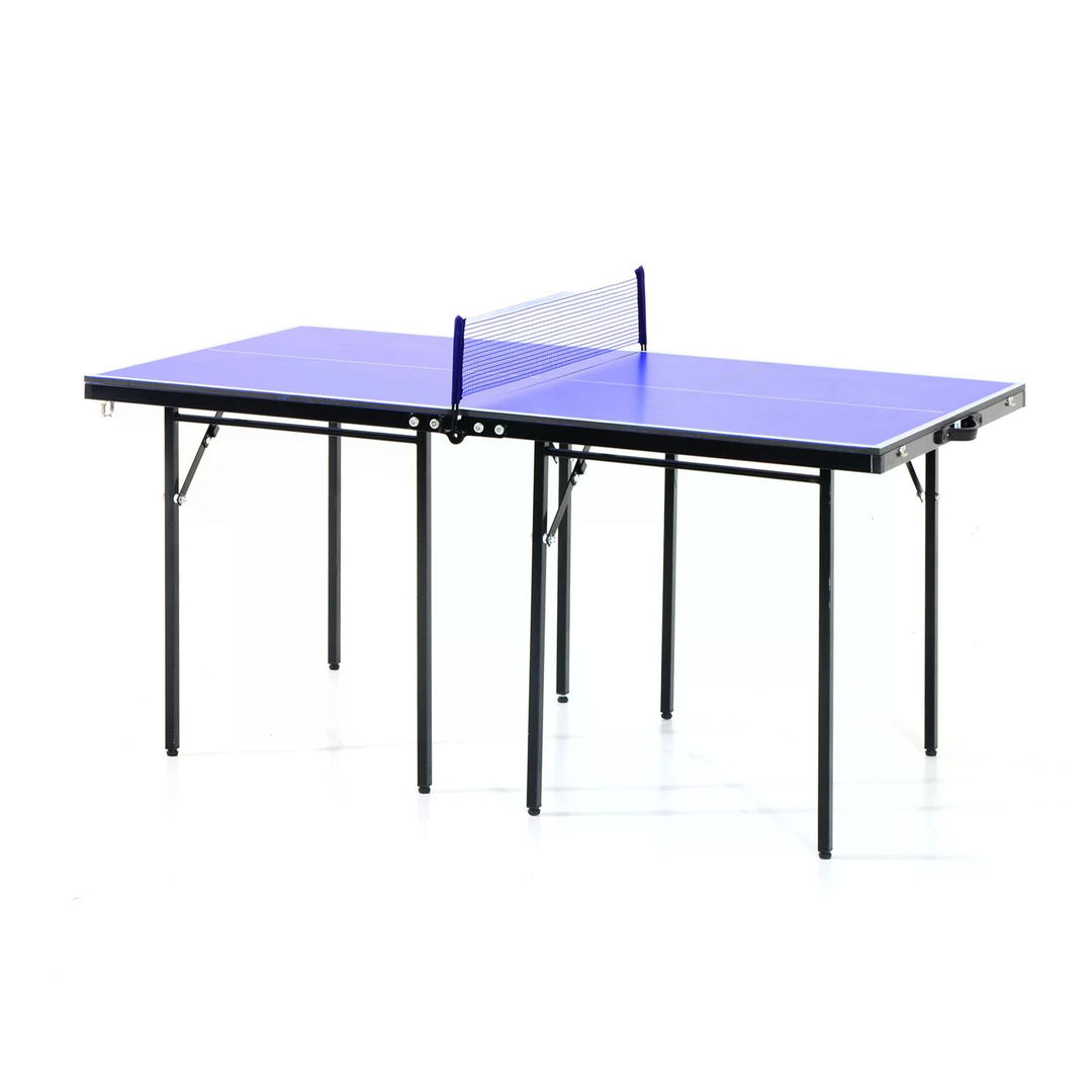 Folding Mini Compact Table Tennis Top Ping Pong Table Set Professional Net Games Sports Training Play Blue