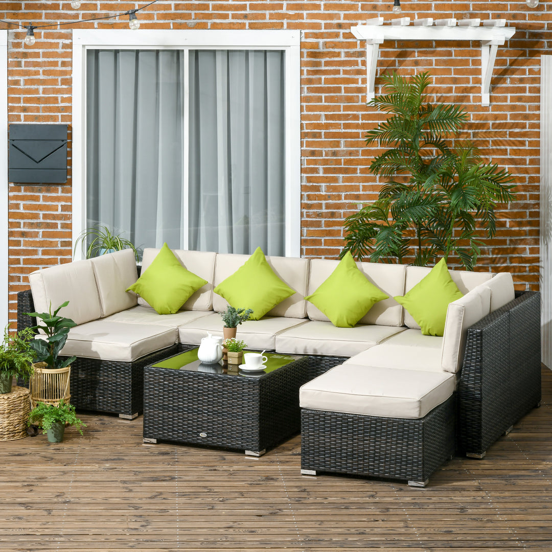 7-Seater PE Rattan Furniture Set with Adjustable Foot Pads & UV Resistance for Garden Patio Conservatory Outdoor