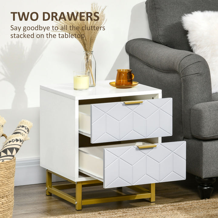 HOMCOM Bedside Table with 2 Drawers