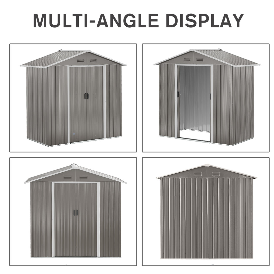 6.5ft x 3.5ft Metal Garden Storage Shed for Outdoor Tool Storage with Double Sliding Doors and 4 Vents