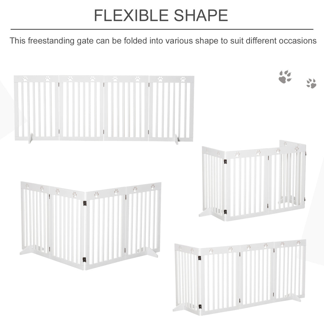 Foldable Wooden Pet Barrier: 4-Panel Safeguard for Doorways & Stairs