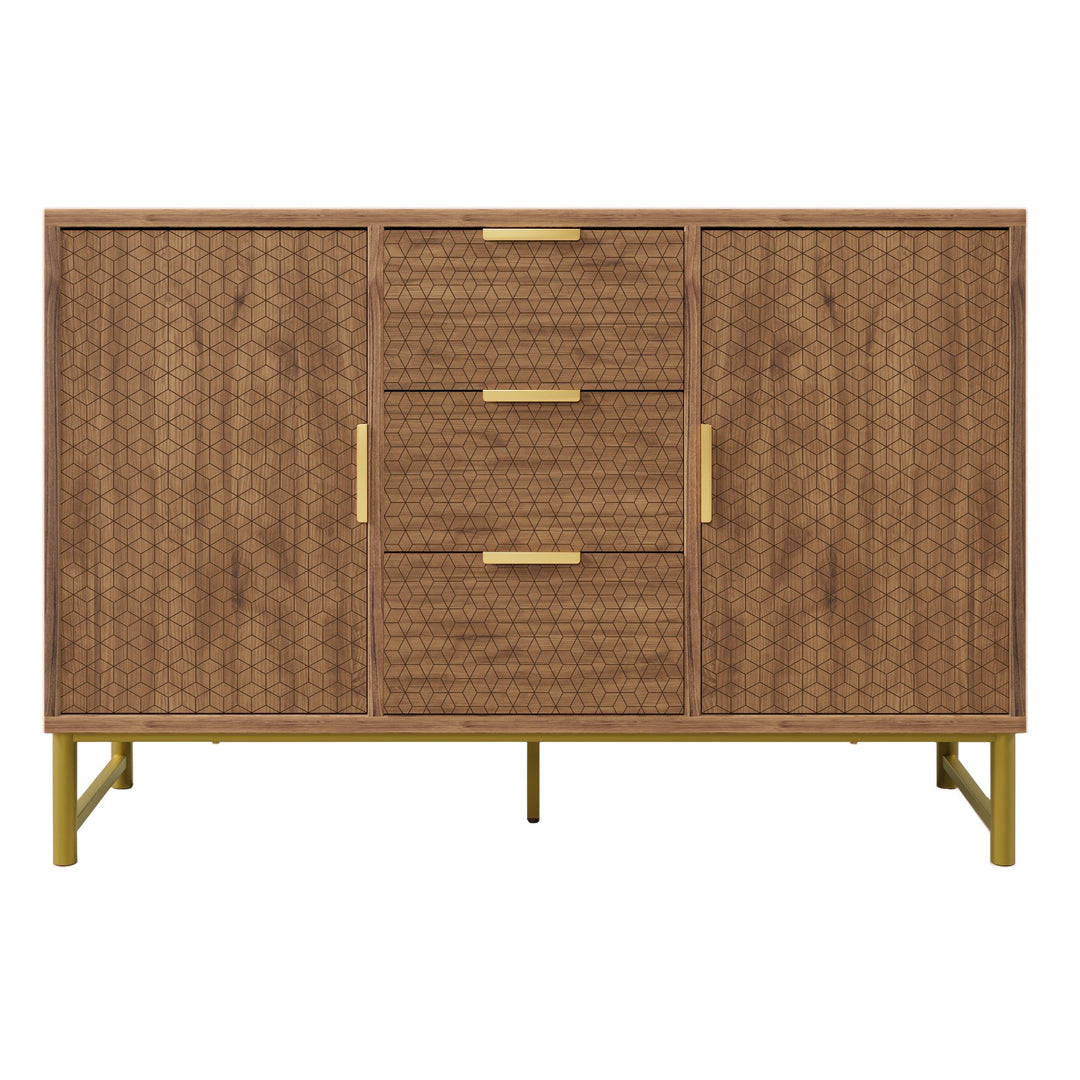 Embossed Design Sideboard Storage Cabinet with 3 Drawers