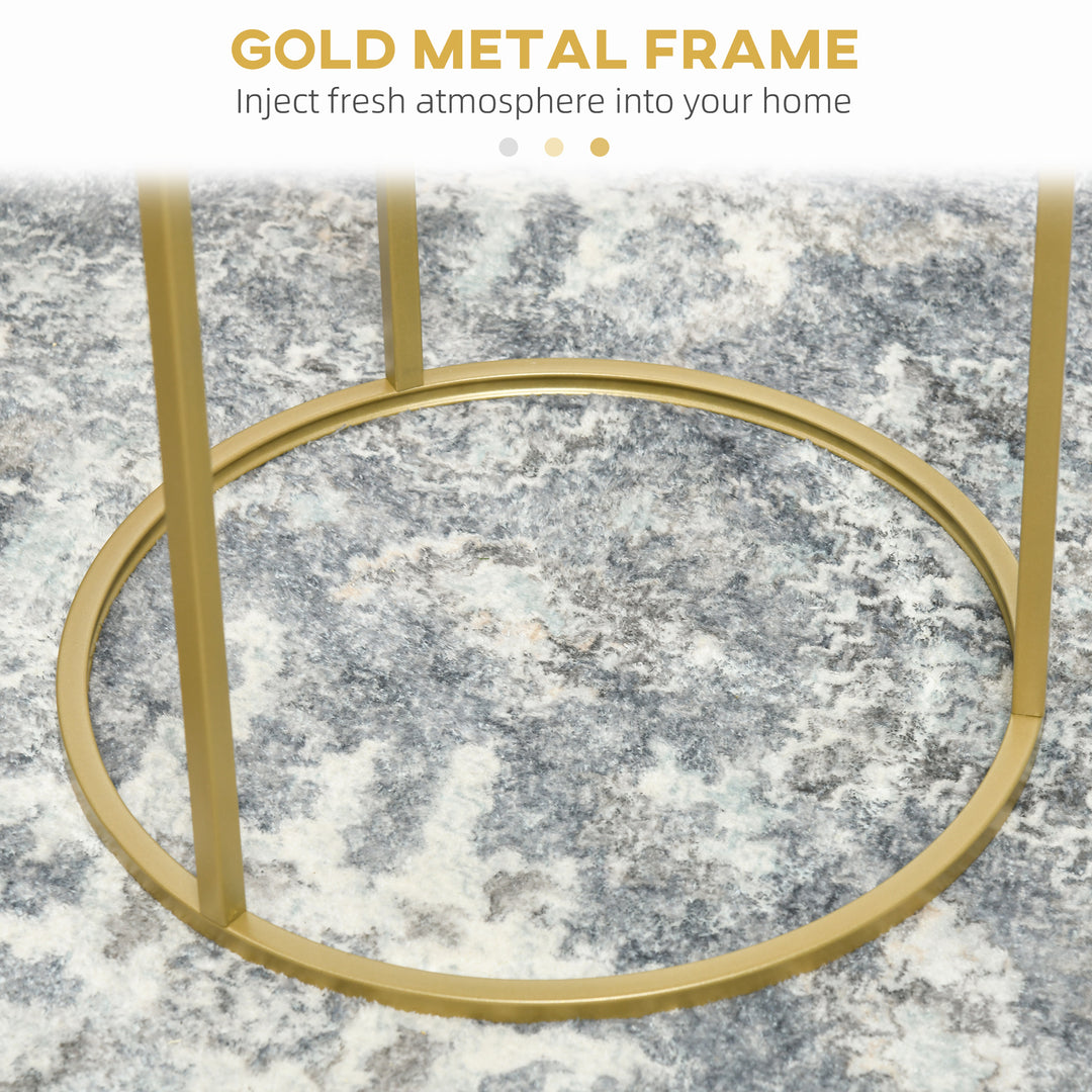 Nesting Accent Tables: 2-Piece Set with Gold Frames & Marble-Effect Tops