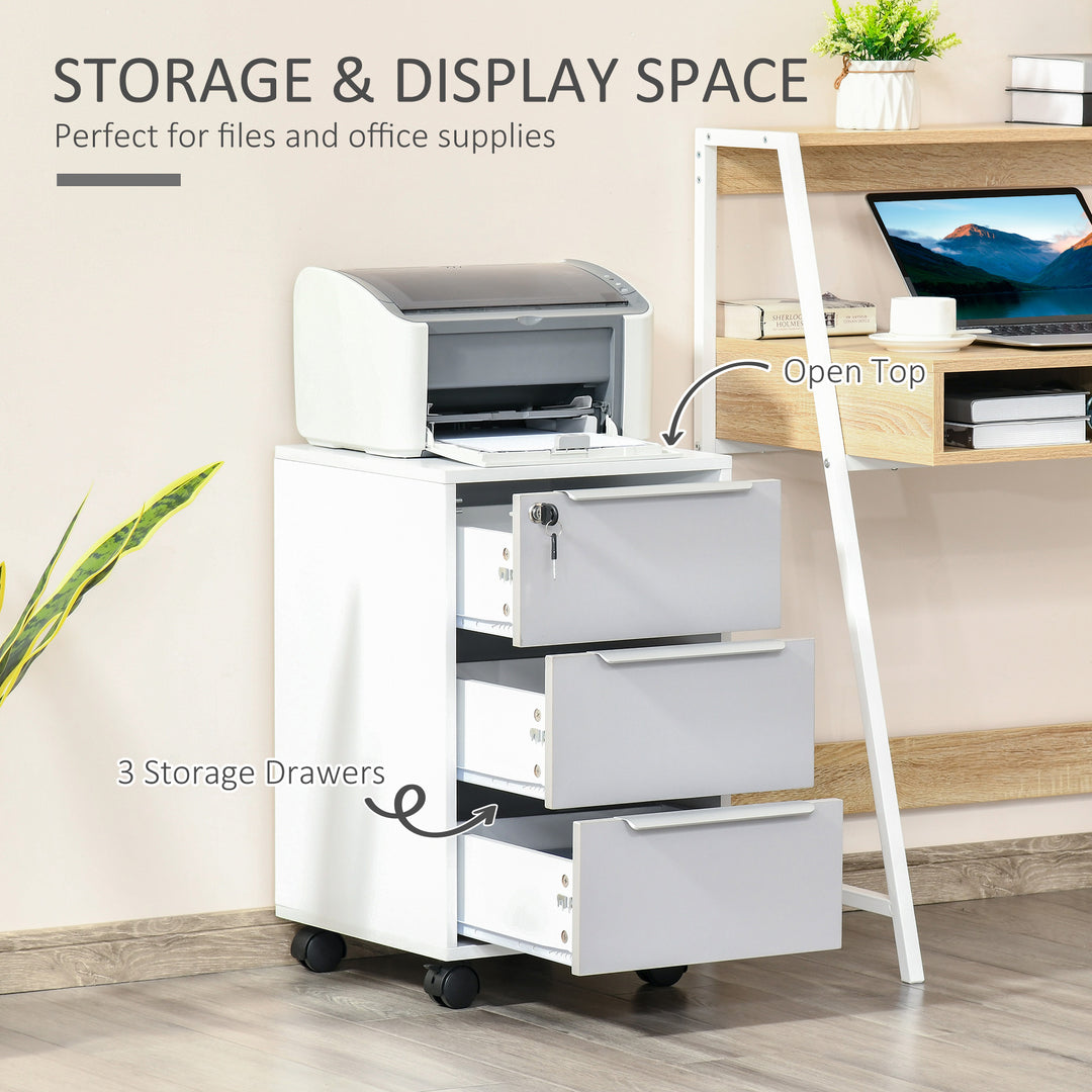 Mobile 3-Drawer Locking File Cabinet