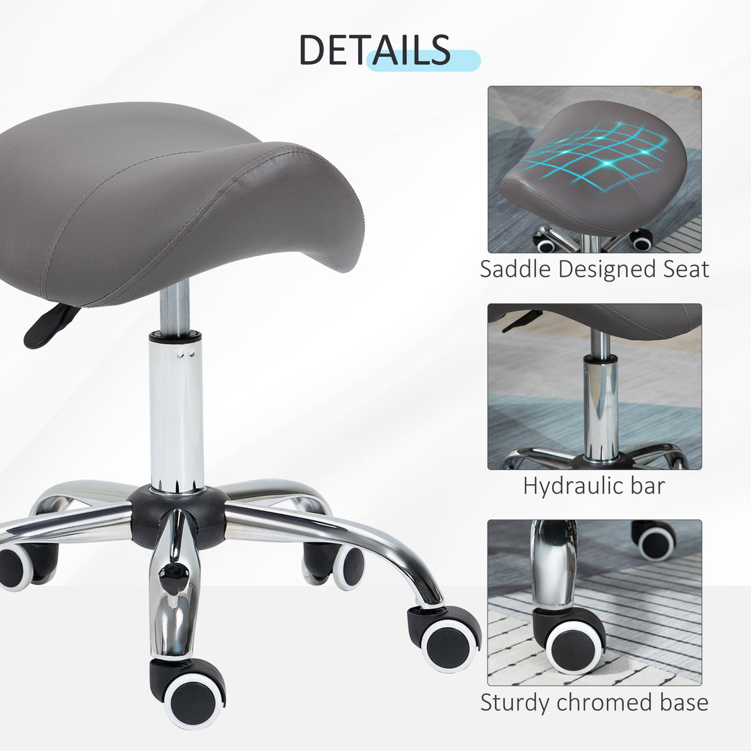 Cosmetic Stool 360Â° Rotate Height Adjustable Salon Massage Spa Chair Hydraulic Rolling Faux Leather Saddle Stool