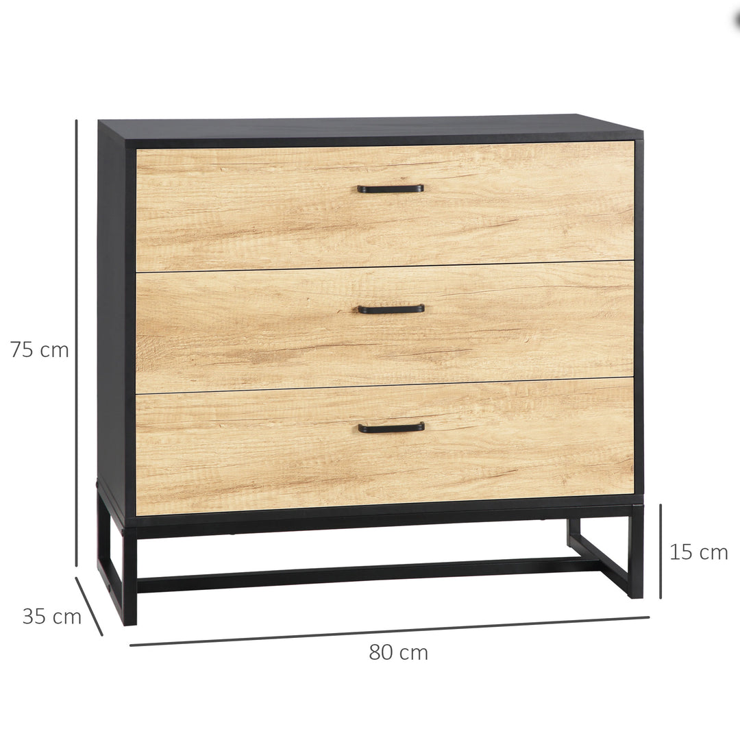 3-Drawer Chest Storage Cabinet Organiser with Steel Frame