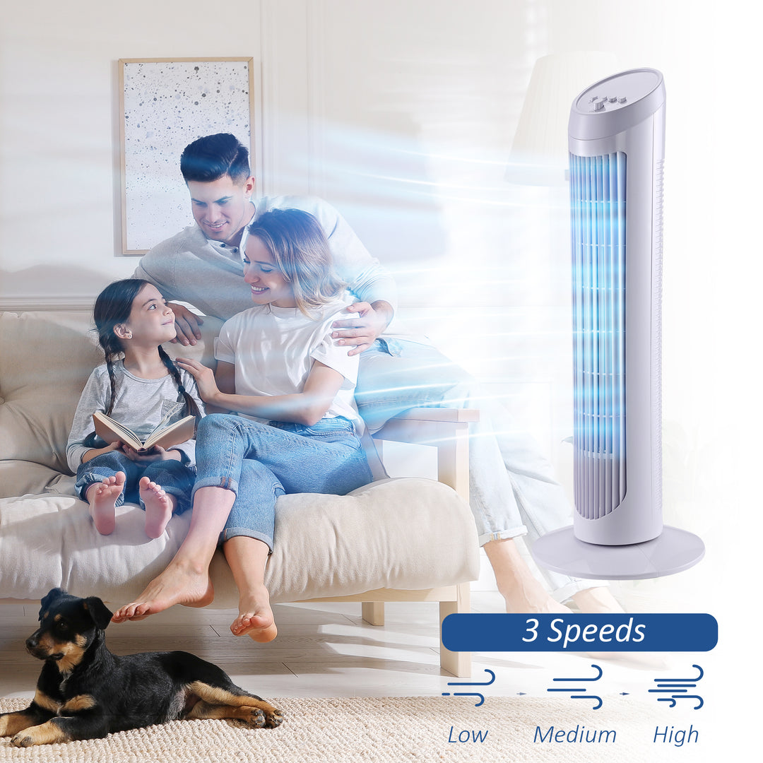 Oscillating Tower: 30-Inch Fan with 3 Speeds