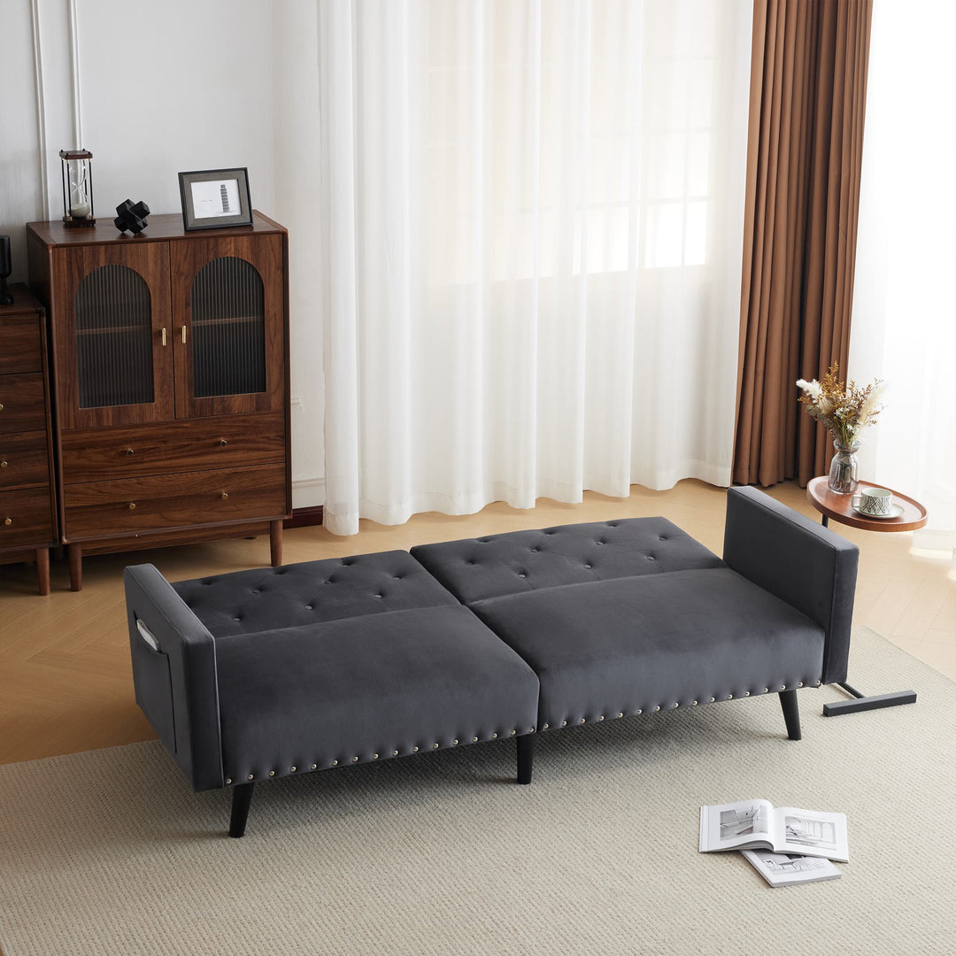 2 Seater Adjustable Velvet Sofa Bed