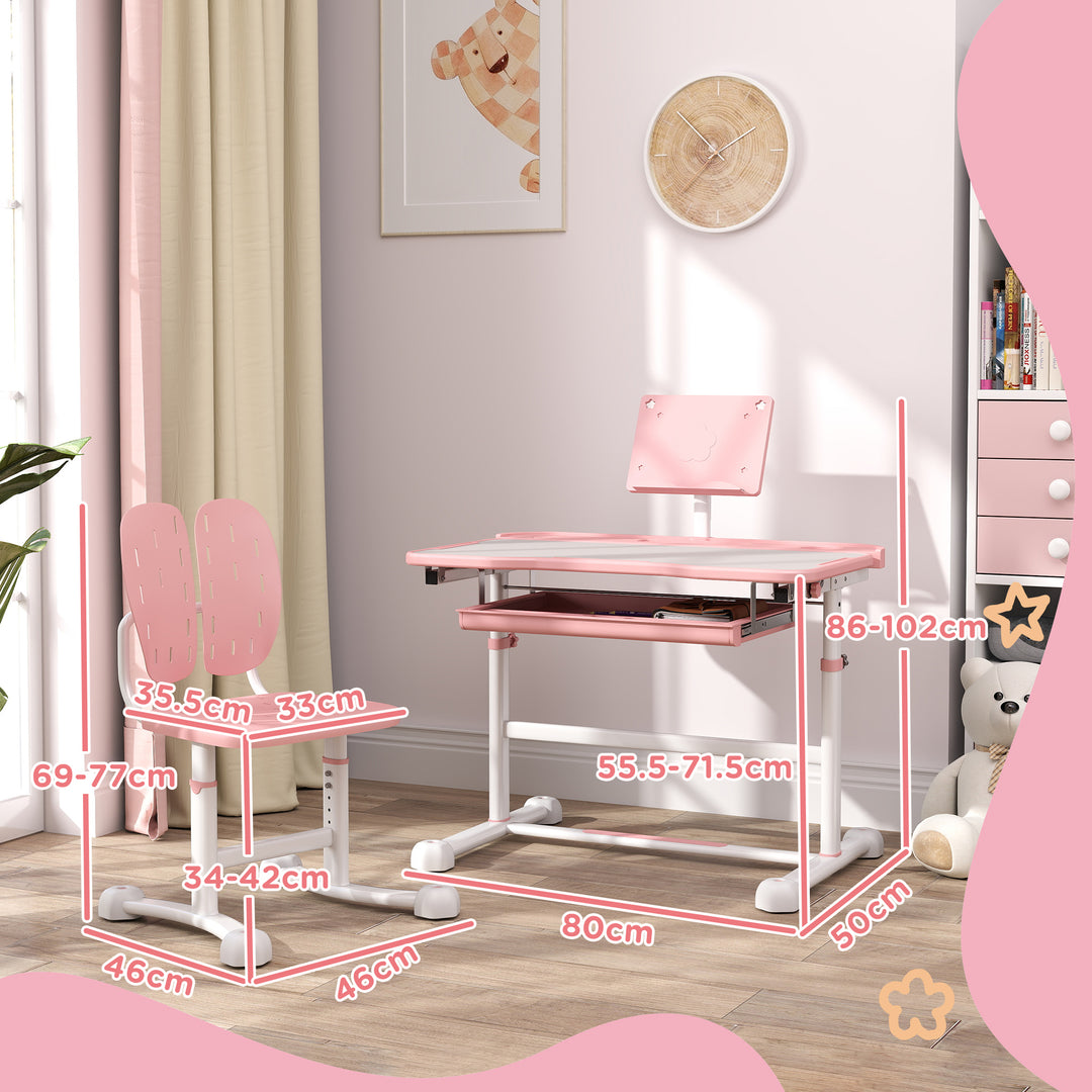 Height Adjustable Kids Desk and Chair Set