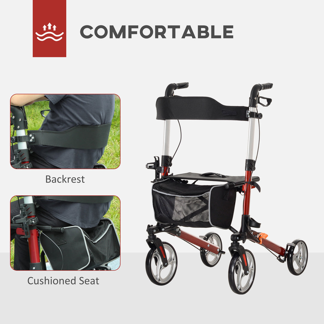 Folding Rollator Walker with Seat and Backrest