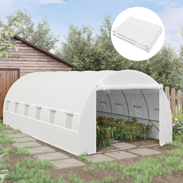 Greenhouse Replacement Cover ONLY Winter Garden Plant PE Cover with Roll-up Windows Door