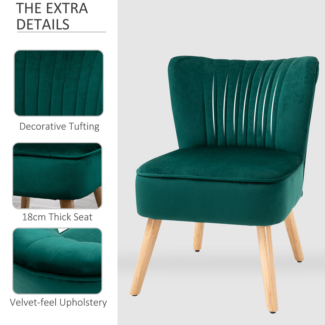 Velvet Accent Chair Occasional Tub Seat Padding Curved Back with Wood Frame Legs Home Furniture Set of 2 Green