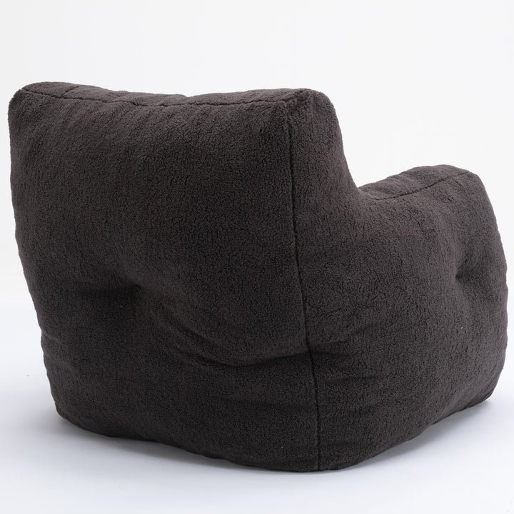 Soft Swivel Foam Bean Bag Armchair with Teddy Fabric and Ergonomic Backrest