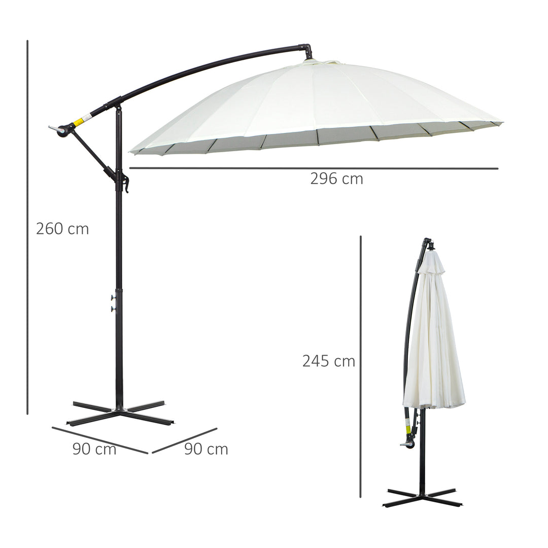 3(m) Cantilever Shanghai Parasol Garden Hanging Banana Sun Umbrella with Crank Handle