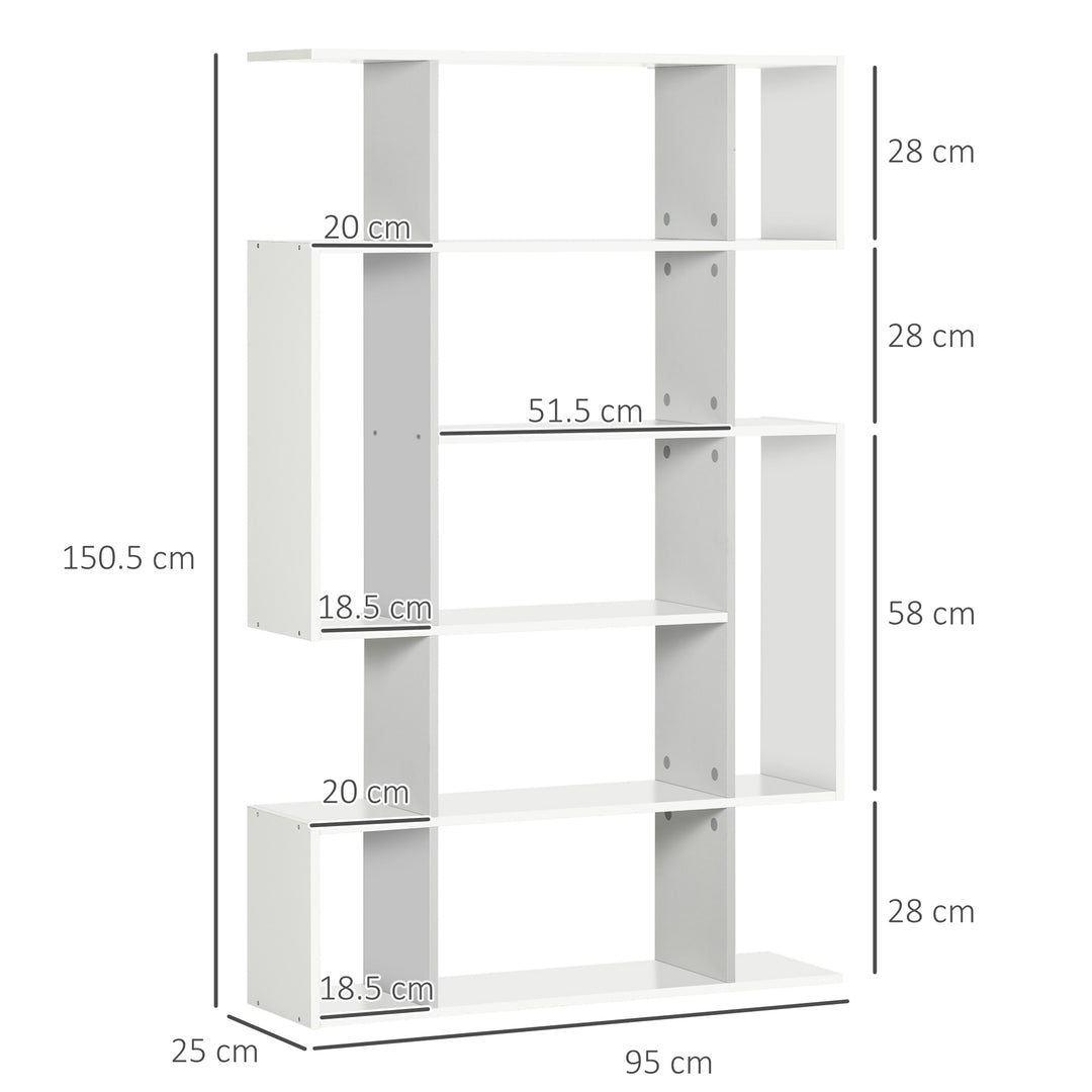 HOMCOM Modern 5-Tier Bookshelf with 13 Open Shelves, White