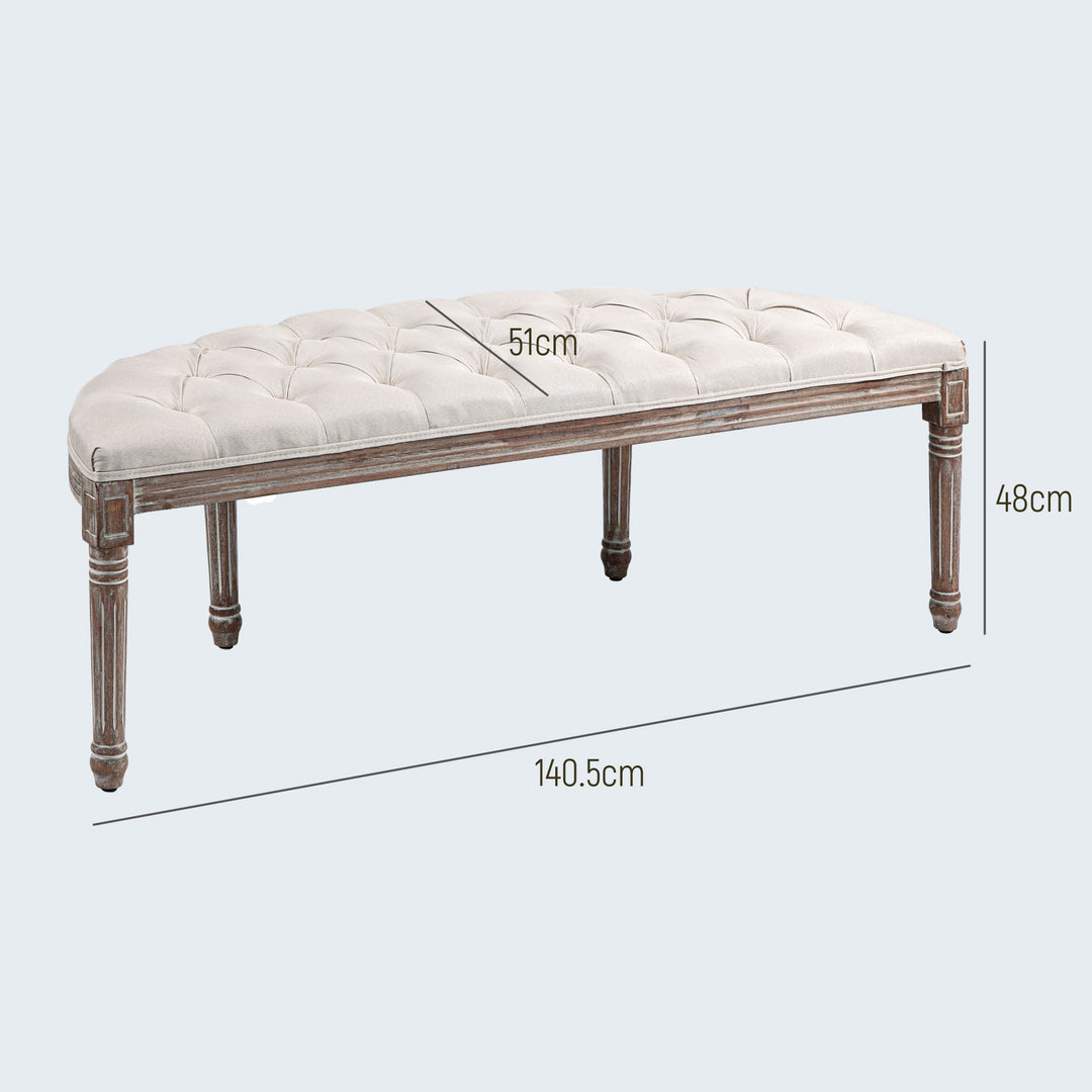 Half Circle Padded Bed End Bench - Cream White