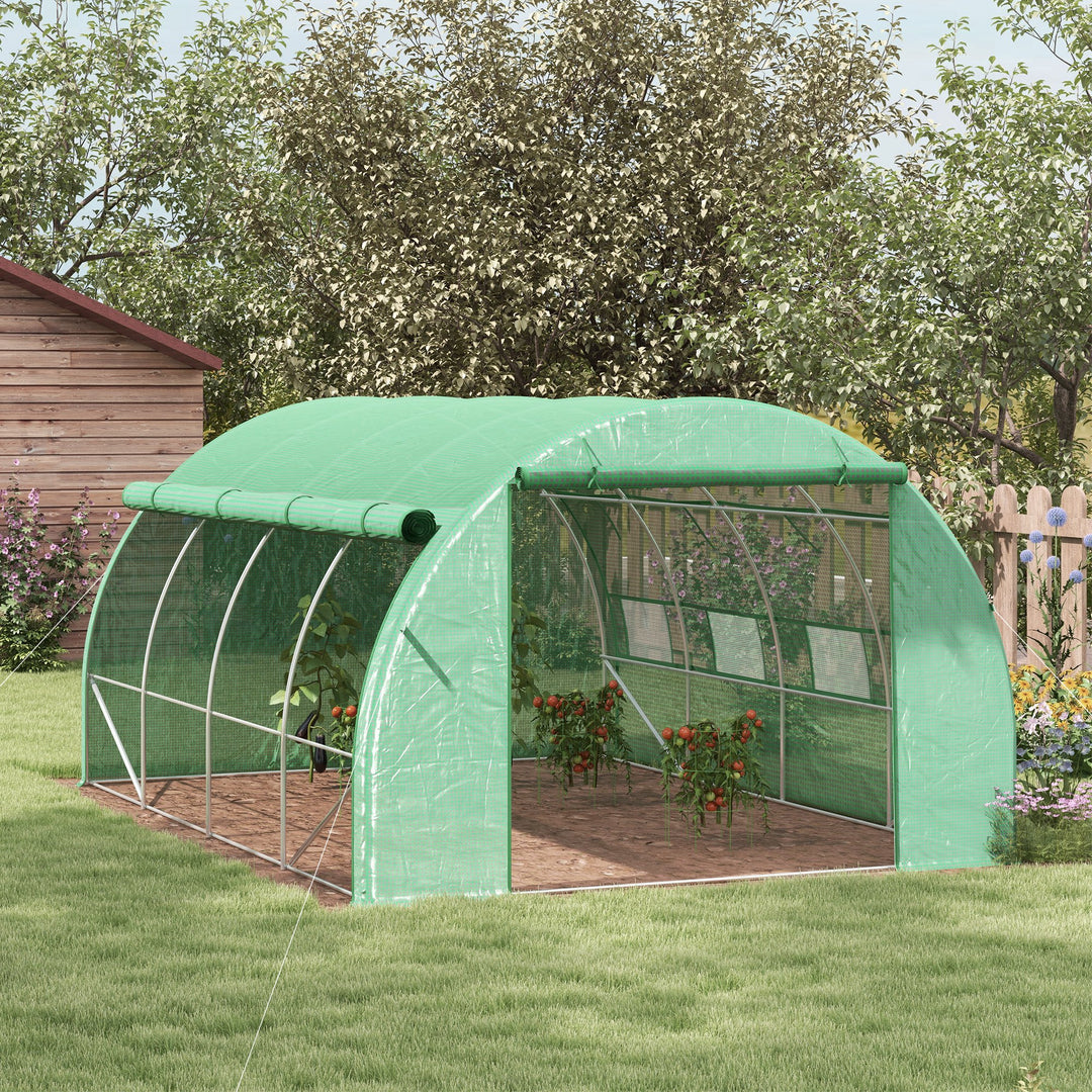 Polytunnel Greenhouse Walk-in Grow House Tent with Roll-up Sidewalls