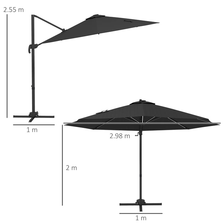 Waterproof 3(m) Adjustable Cantilever Parasol with Base