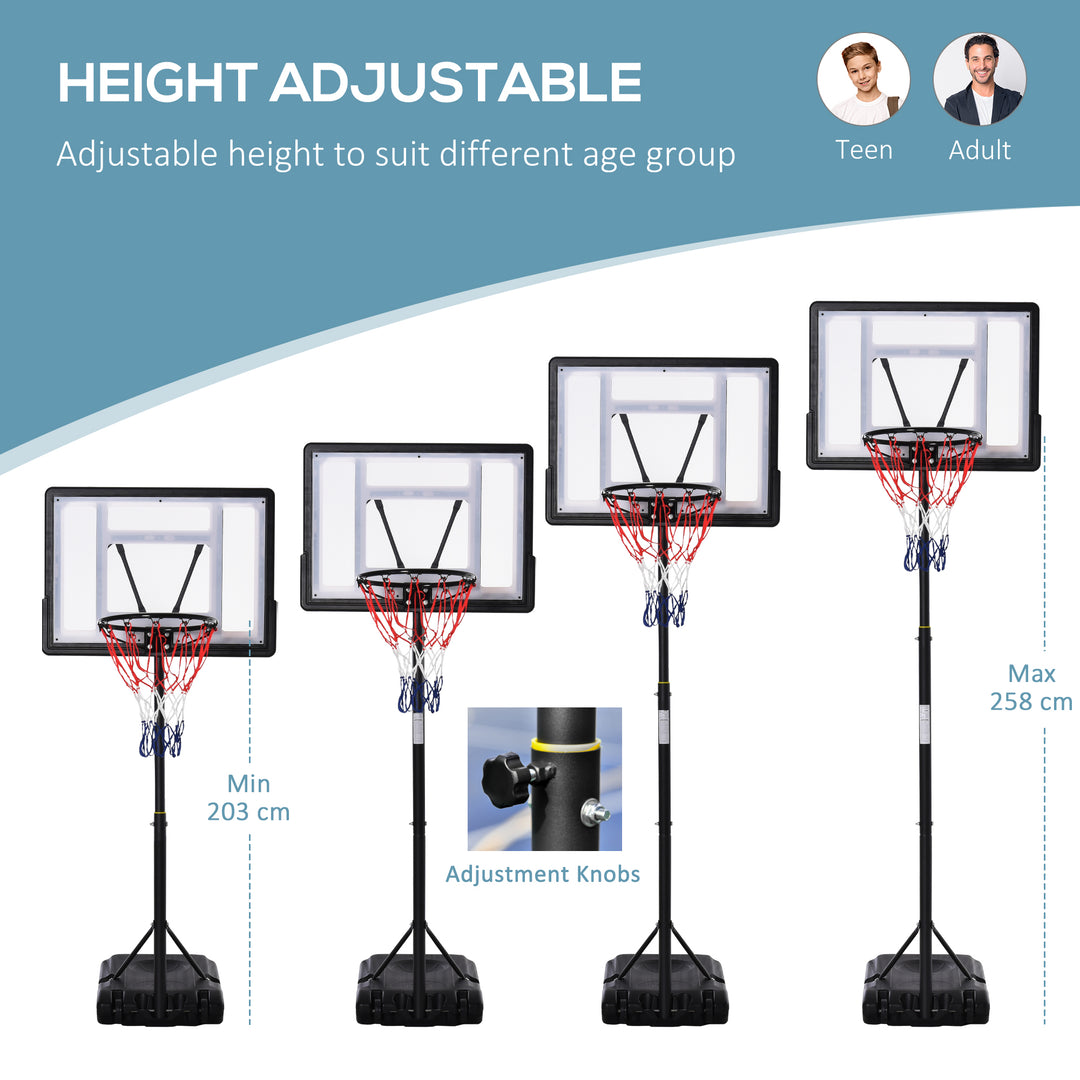 Height Adjustable Basketball Hoop and Stand