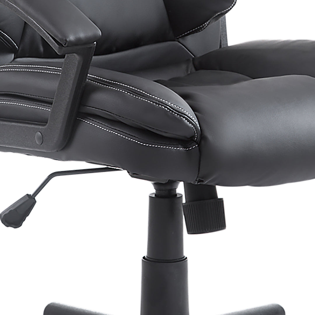 HOMCOM Swivel Executive Office Chair, Faux Leather, Mid-Back, Padding, Black