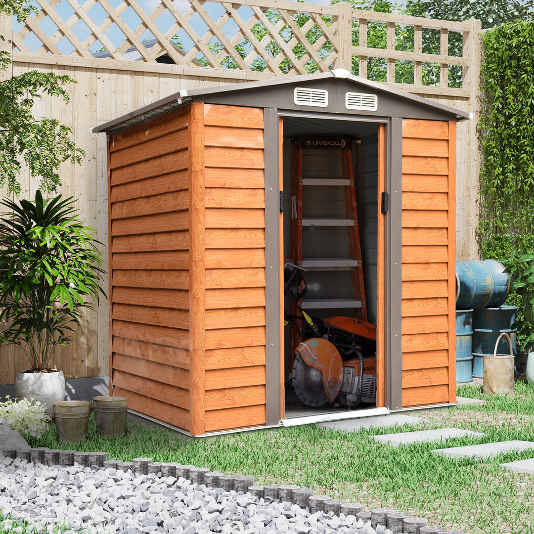 6 x 5 ft Garden Storage Shed Apex Store for Gardening Tool with Foundation and Ventilation