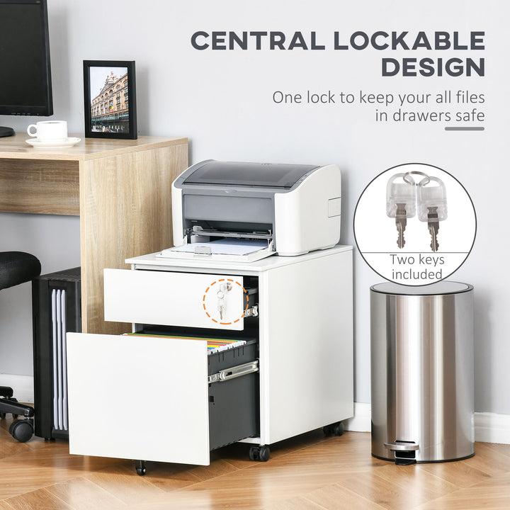 Vinsetto Vertical File Cabinet Steel Lockable w/ Pencil Tray & Casters Home Filing Furniture for A4