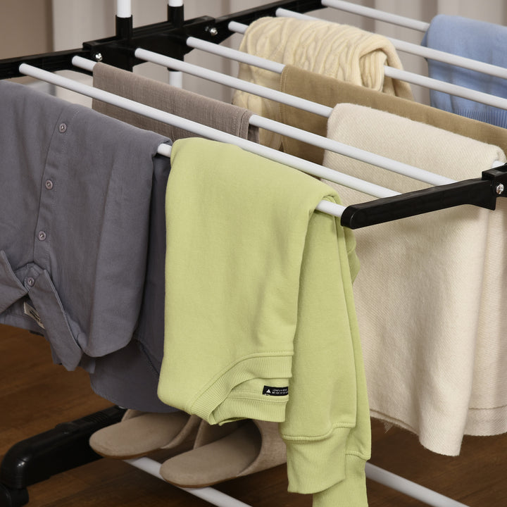 Laundry Drying Rack: Foldable 4-Tier Steel Clothes Airer with Castors