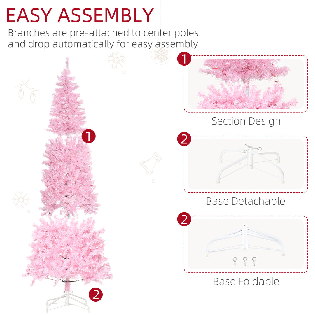 6' Tall Prelit Pencil Slim Artificial Christmas Tree with Realistic Branches