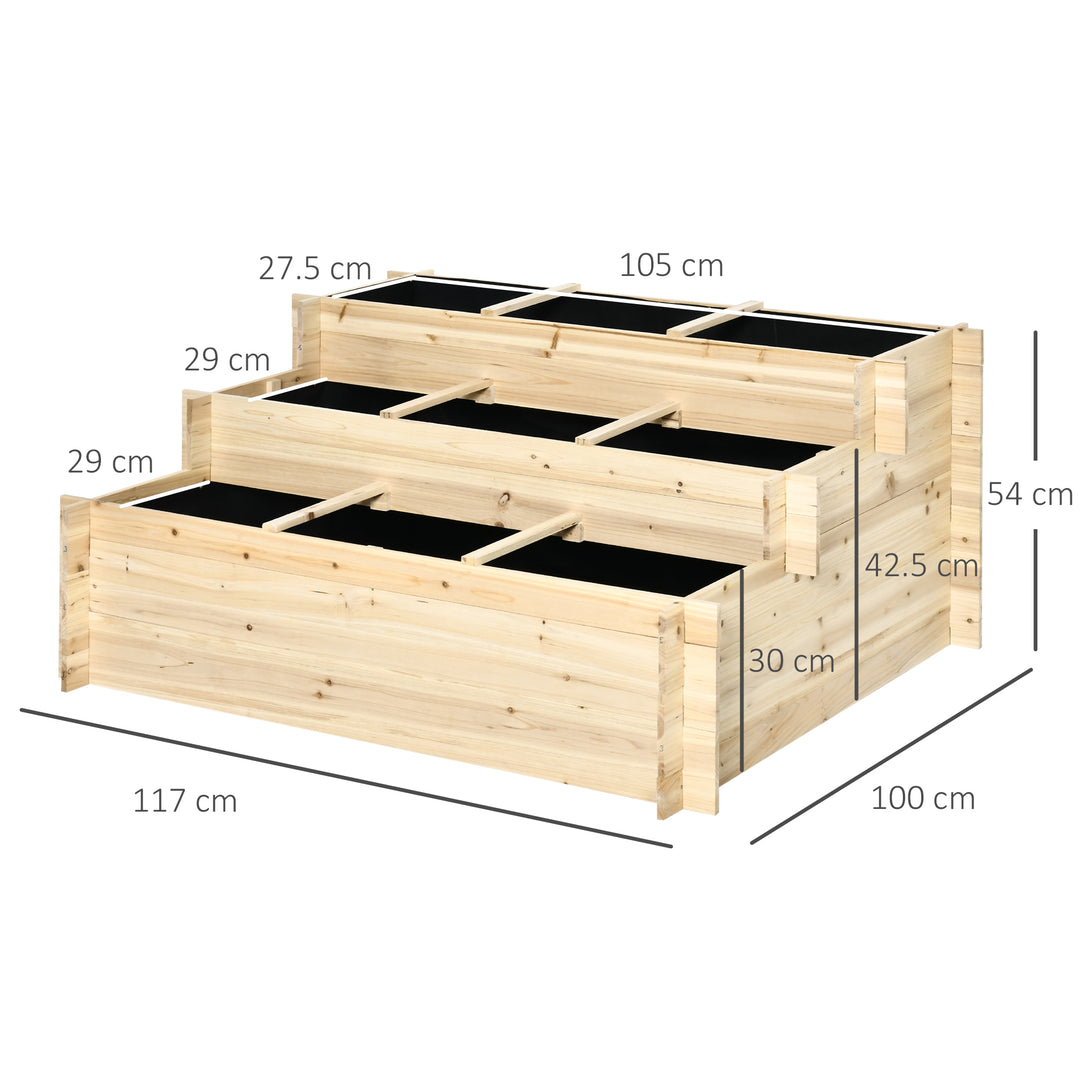 3 Tier Raised Garden Bed Elevated Planter Flower Box with 9 Grow Grids and Non-woven Fabric for Vegetables