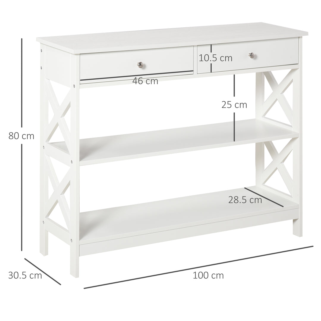 HOMCOM Console Table Side Desk w/ Shelves Drawers