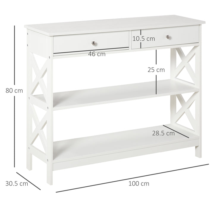 HOMCOM Console Table Side Desk w/ Shelves Drawers