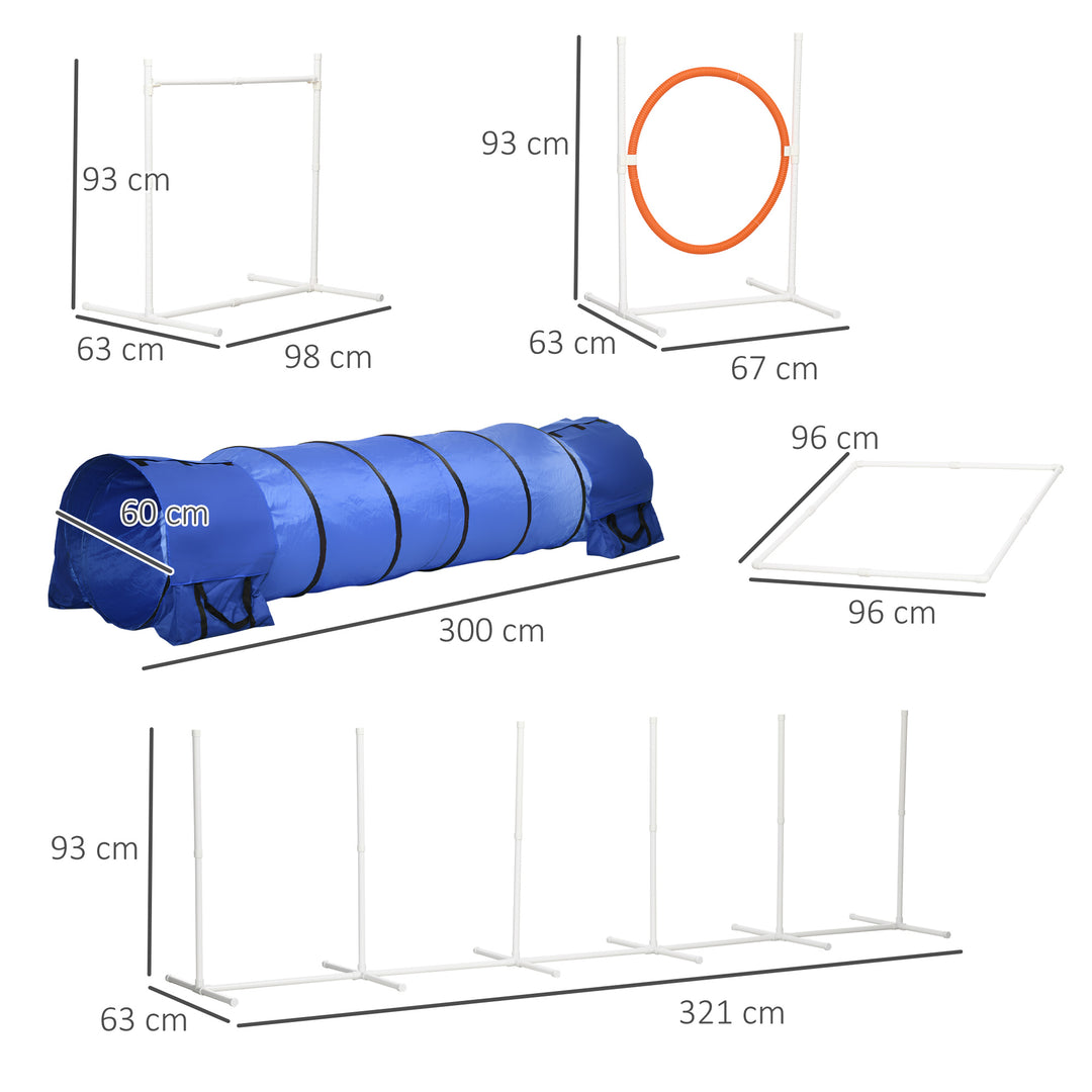 6-Piece Dog Agility Equipment Set with 3(m) Long Tunnel & Canine Whistle