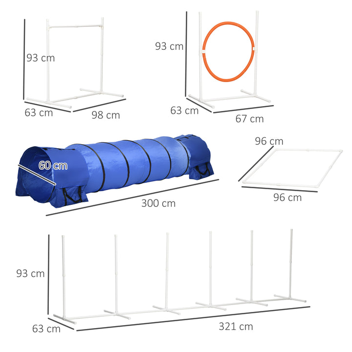 6-Piece Dog Agility Equipment Set with 3(m) Long Tunnel & Canine Whistle