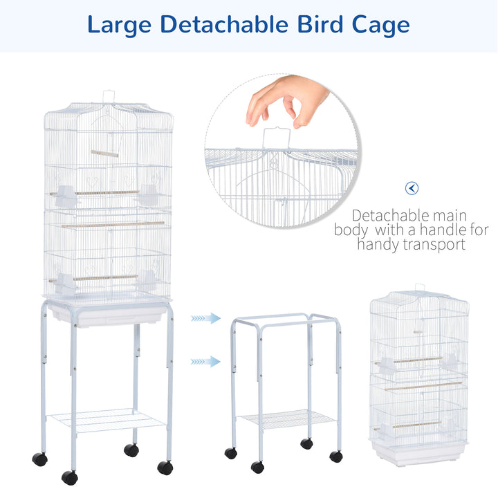 Metal Parrot Cage: Spacious Abode with Breeding Stand & Wheels