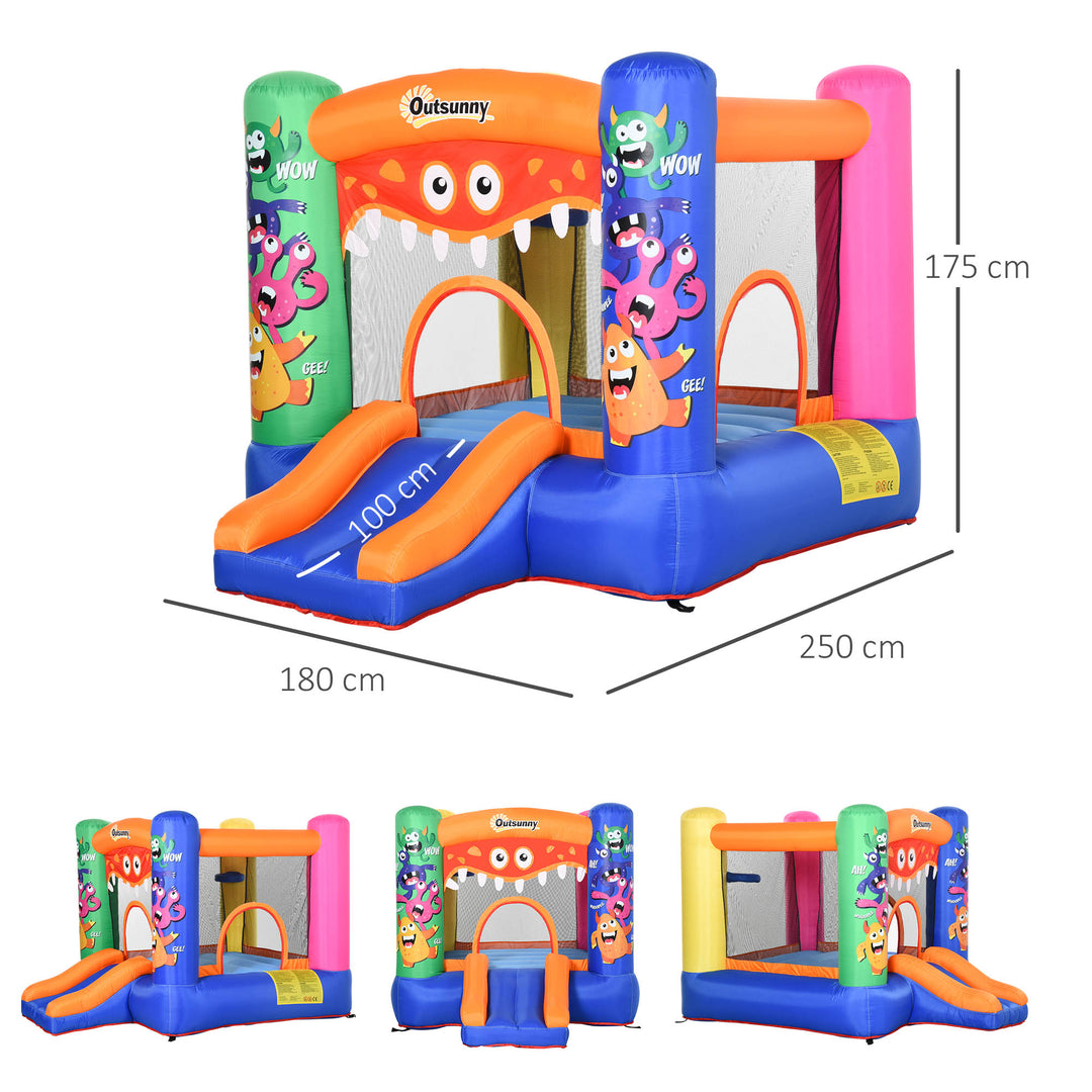 Kids Bounce Castle House Inflatable Trampoline Slide Basket w/ Blower for Kids Age 3-8 2.5 x 1.8 x 1.75m Multi-color