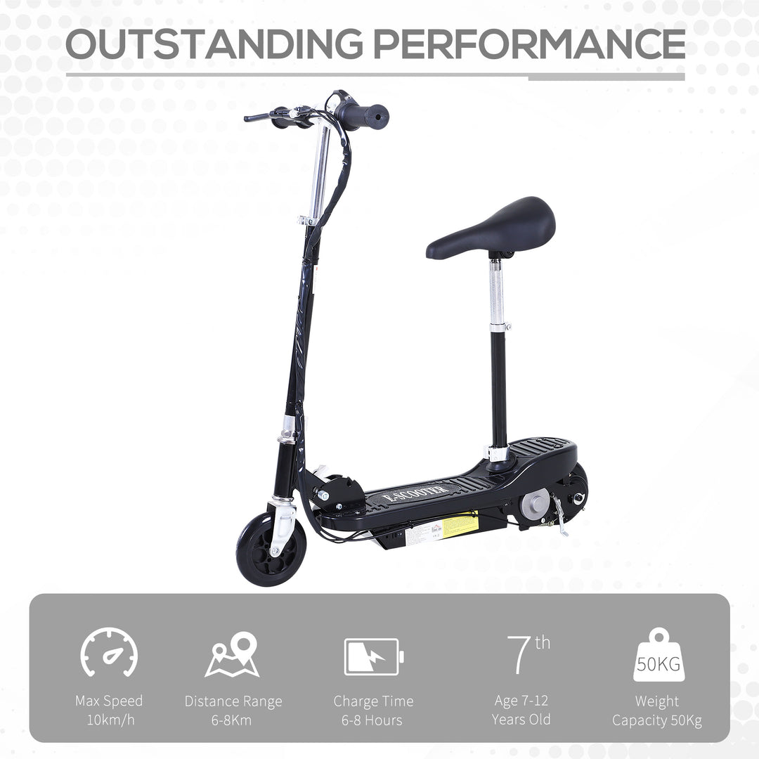 Outdoor Ride On Powered Scooter for kids Sporting Toy 120W Motor Bike 2 x 12V Battery - Black