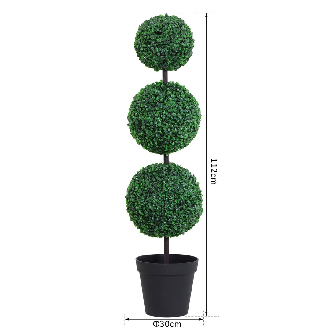 Set of 2 Artificial Boxwood Ball Topiary Trees Potted Decorative Plant Outdoor and Indoor Décor (112cm)