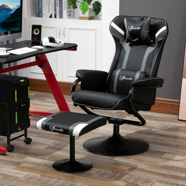 Vinsetto 2 Pieces Video Game Chair and Footrest Set Racing Style Recliner w/Headrest