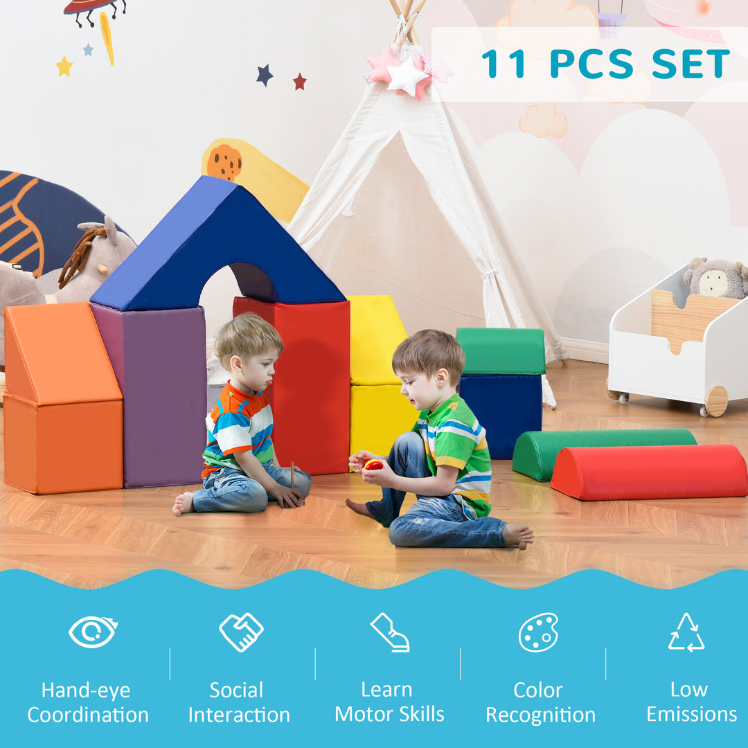 11 Piece Soft Play Blocks Kids Climb and Crawl Gym Toy Foam Building and Stacking Blocks Non-Toxic Play Set Activity Toy Brick