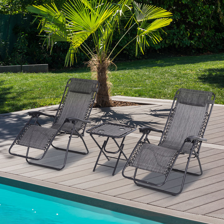 Folding Zero Gravity Sun Lounger and Table Set